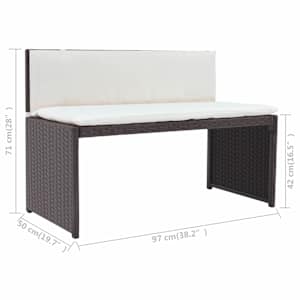 5dílný zahradní jídelní set ocel polyratan hnědý - obrázek 11