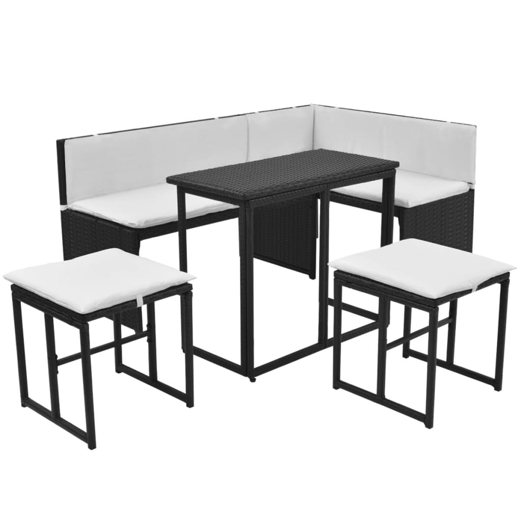 vidaXL Mobilier à dîner d'extérieur 5 pcs Acier Résine tressée Noir