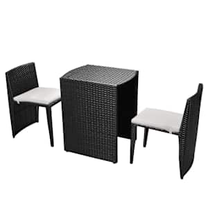 vidaXL 3-osaline aiam&ouml;&ouml;blikomplekt patjadega, pol&uuml;rotang, must