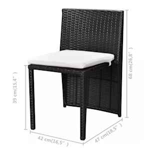 3dílný bistro set s poduškami polyratan černý - obrázek 8