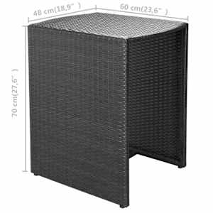 3dílný bistro set s poduškami polyratan černý - obrázek 9