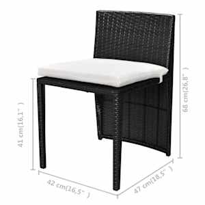3dílný bistro set s poduškami polyratan černý - obrázek 10