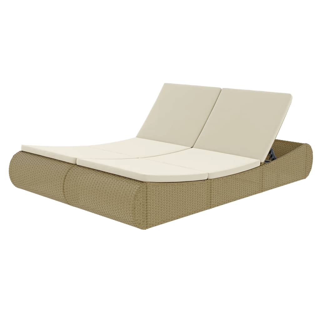 

vidaXL Patio Lounge Bed Poly Rattan Beige