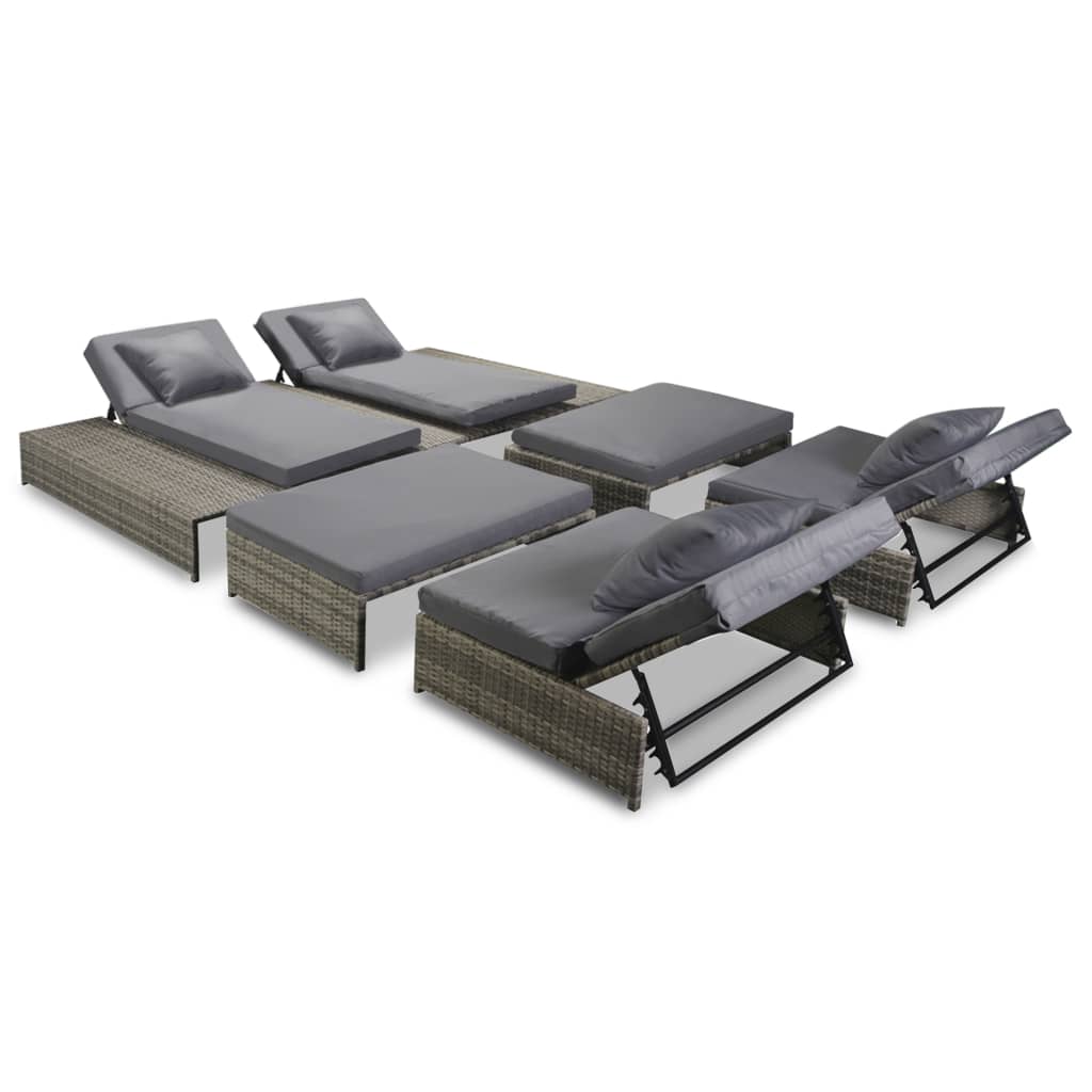 vidaXL Loungeset poly rattan grijs 15-delig