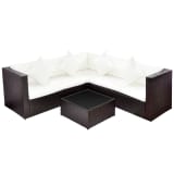 vidaXL Lounge Set 17 Pieces Poly Rattan Brown