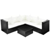 vidaXL Lounge Set 17 Pieces Poly Rattan Black