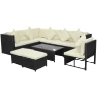 vidaXL Loungeset poly rattan zwart