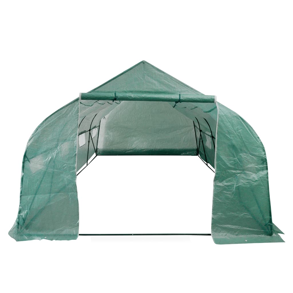 Thumbnail - vidaXL Polytunnel Gewächshaus Begehbar & Mobil Stahlrahmen 18 m²