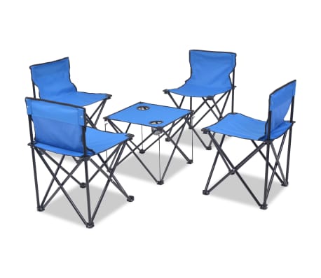 vidaXL Campingmöbel-Set 5-tlg. Klappbar Blau Stahl 45 x 45 x 70 cm im