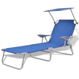 vidaXL Garten-Sonnenliege mit Dach Blau Stahl 58 x 189 x 27 cm