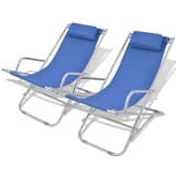 vidaXL Liegestühle Verstellbar 2 Stk. Blau Stahl 69 x 61 x 94 cm