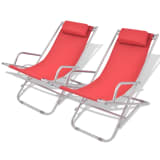 vidaXL Liegestühle Verstellbar 2 Stk. Rot Stahl 69 x 61 x 94 cm