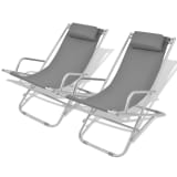 vidaXL Liegestühle Verstellbar 2 Stk. Grau Stahl 69 x 61 x 94 cm