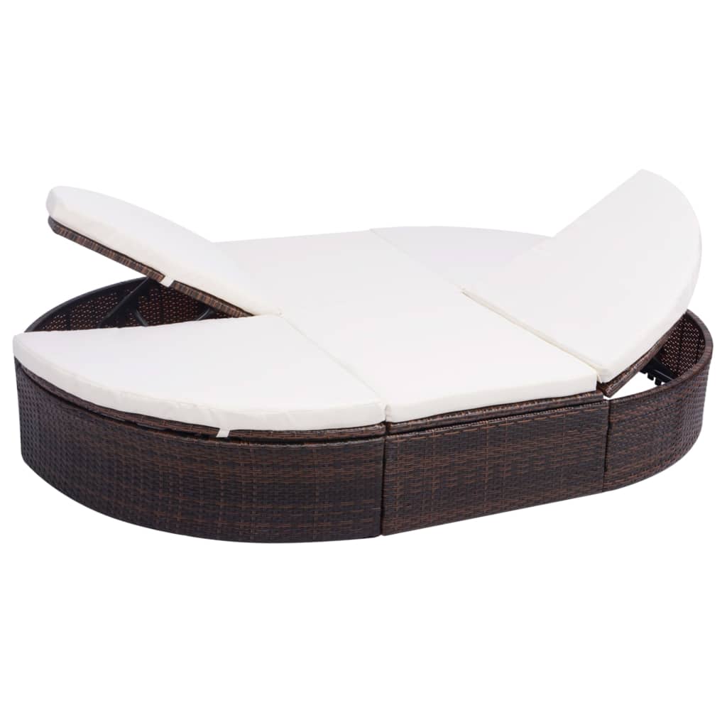 composiet wekelijks middelen vidaXL Patio Lounge Bed with Cushion Poly Rattan Brown | vidaXL.com