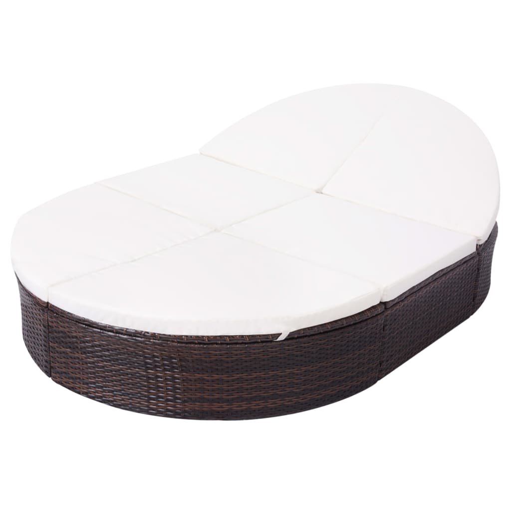 Thumbnail - vidaXL Outdoor-Loungebett mit Kissen Poly Rattan Braun