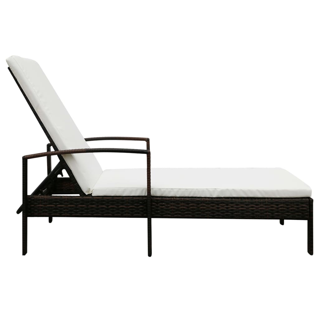vidaXL Ligbed met kussen poly rattan bruin afbeelding