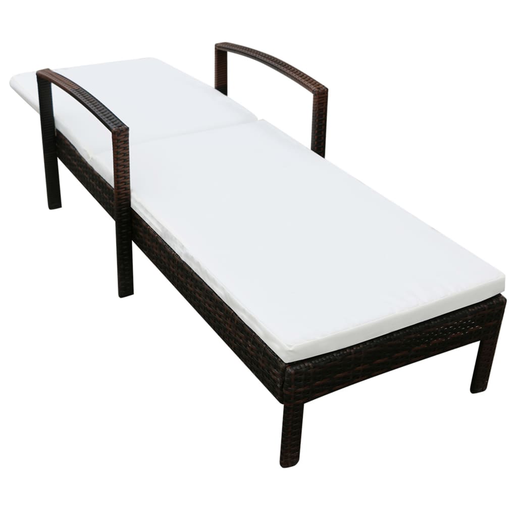 Thumbnail - vidaXL Sonnenliege mit Auflage Poly Rattan Braun