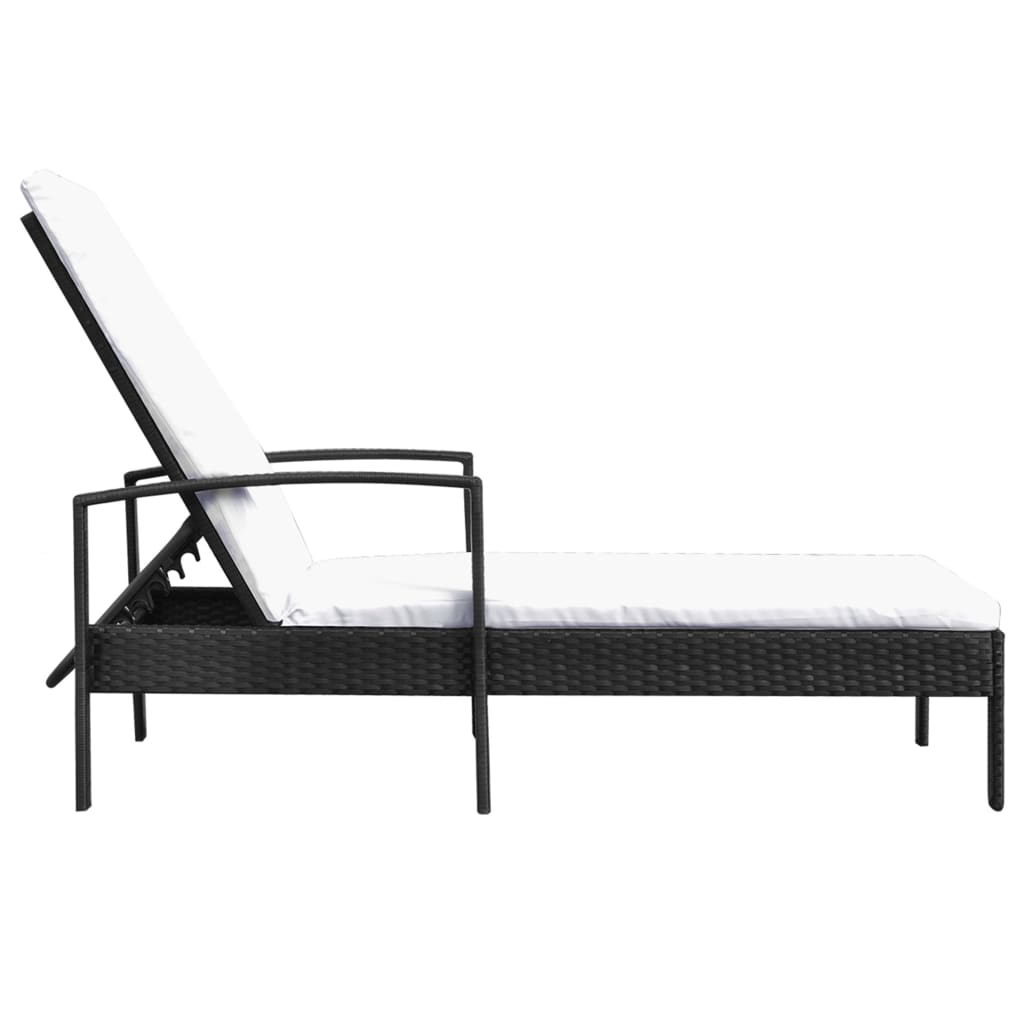 Thumbnail - vidaXL Sonnenliege mit Auflage Poly Rattan Schwarz