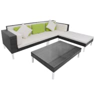 vidaXL Loungeset poly rattan zwart