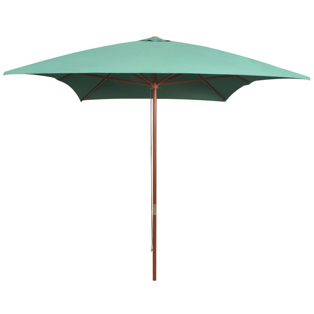 vidaXL Umbrelă de soare cu stâlp de lemn 200×300 cm, verde vidaXL imagine model 2022
