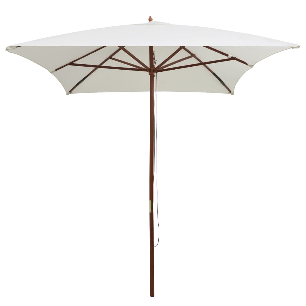 vidaXL Parasol met houten paal 200x300 cm crèmewit afbeelding