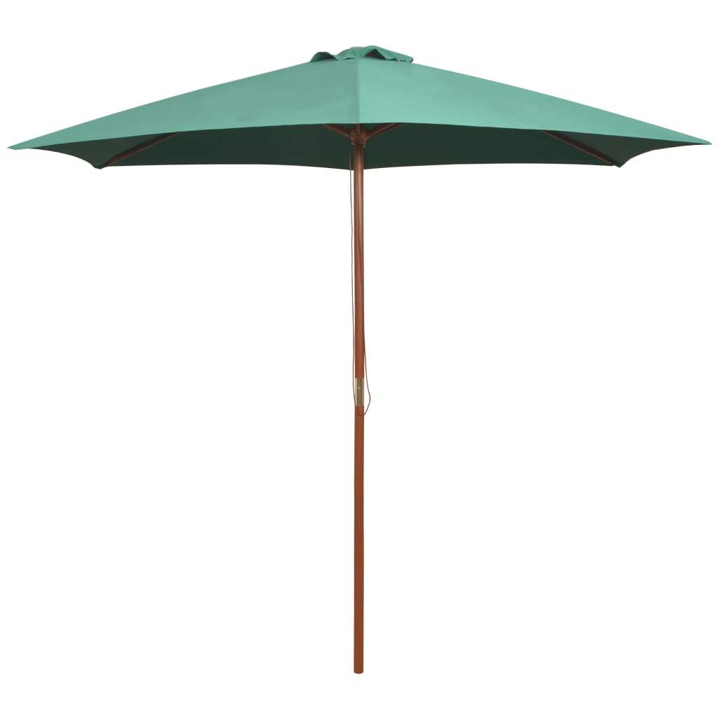 vidaXL Umbrelă de soare cu stâlp de lemn 270 x 270 cm, verde