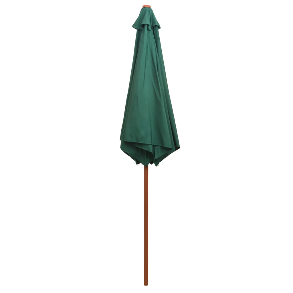 Slunečník s dřevěnou tyčí, 270x270 cm, zelený