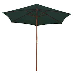 Slunečník 270 x 270 cm s dřevěnou tyčí zelený - obrázek 2