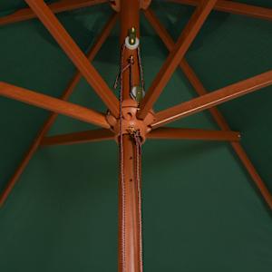 Slunečník 270 x 270 cm s dřevěnou tyčí zelený - obrázek 4