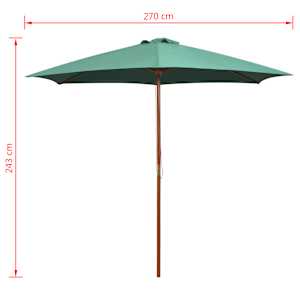 Slunečník 270 x 270 cm s dřevěnou tyčí zelený - obrázek 6