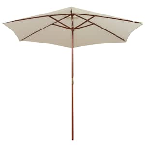 Slunečník 270 x 270 cm s dřevěnou tyčí krémově bílý - obrázek 2