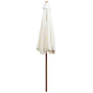Slunečník 270 x 270 cm s dřevěnou tyčí krémově bílý - obrázek 4