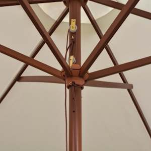 Slunečník 270 x 270 cm s dřevěnou tyčí krémově bílý - obrázek 5
