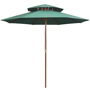 Dvoupatrový slunečník 270 x 270 cm dřevěná tyč zelený - obrázek 1