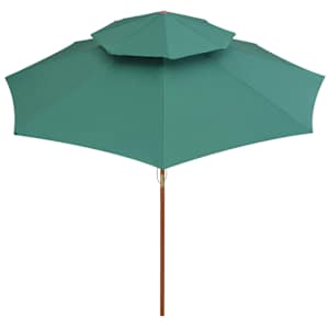 Dvoupatrový slunečník 270 x 270 cm dřevěná tyč zelený - obrázek 3