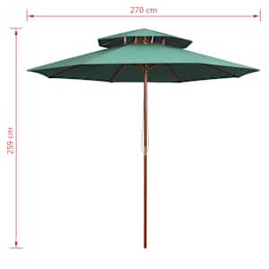 Dvoupatrový slunečník 270 x 270 cm dřevěná tyč zelený - obrázek 6