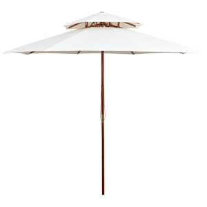 Dvoupatrový slunečník 270 x 270 cm dřevěná tyč krémově bílý