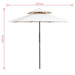 Dvoupatrový slunečník 270 x 270 cm dřevěná tyč krémově bílý - obrázek 6
