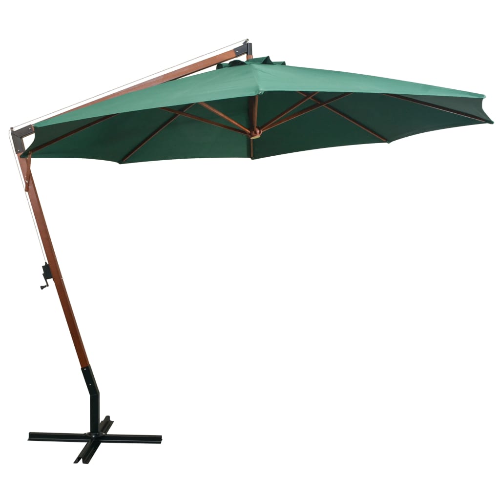 VidaXL - vidaXL Zweefparasol 350 cm houten paal groen