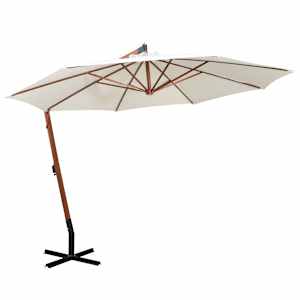 vidaXL rippuv p&auml;ikesevari 350 cm puidust postiga, valge