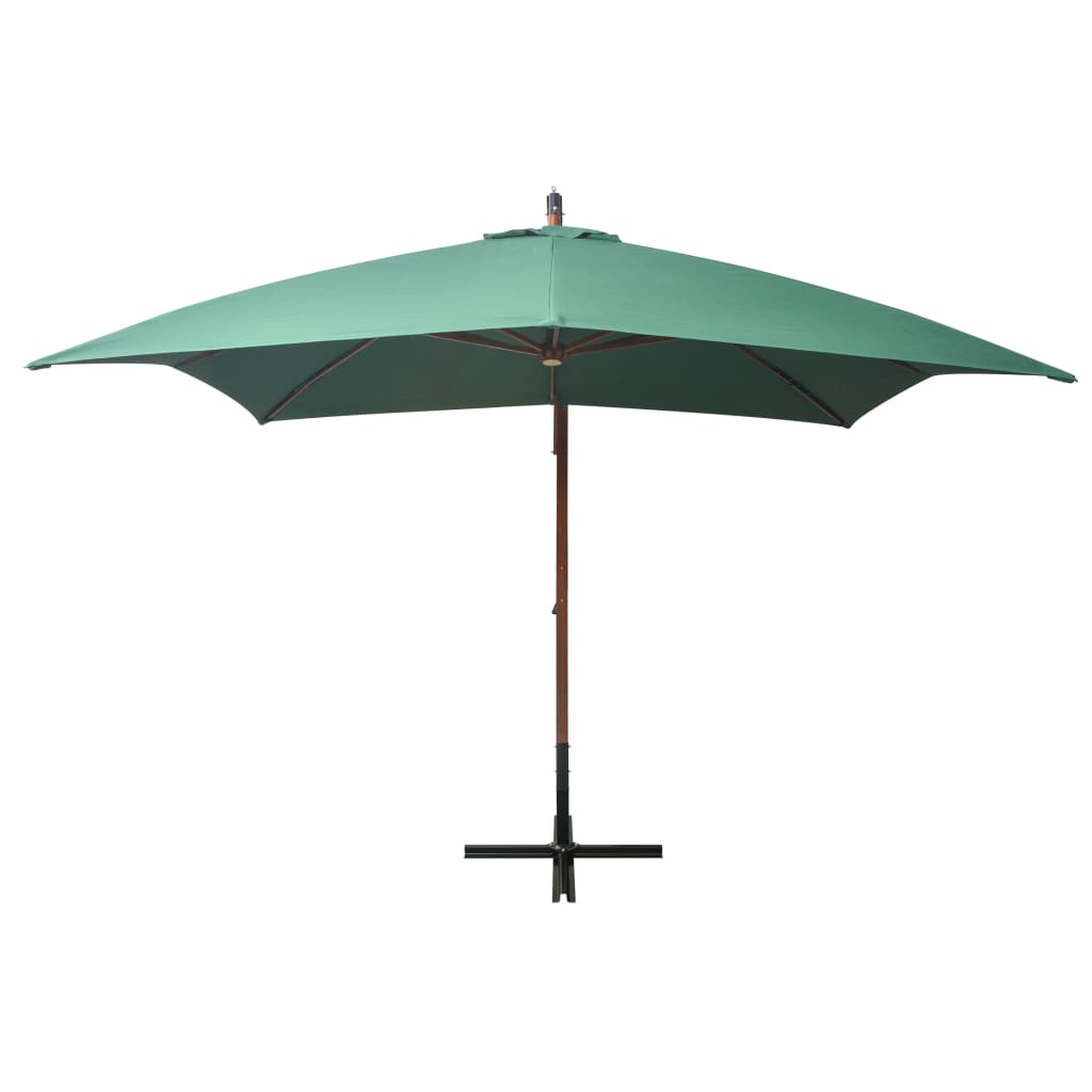 

vidaXL Zweefparasol met houten paal 300x300 cm groen