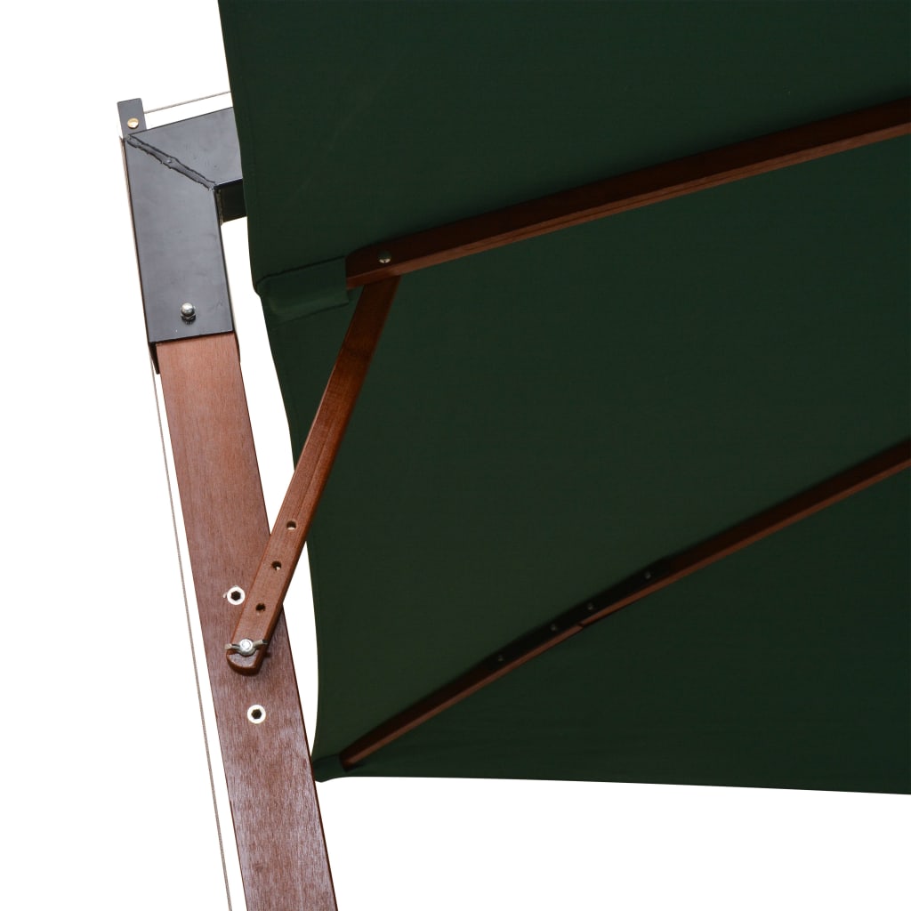 Zöld lógó napernyő fa rúddal 300 x 300 cm 