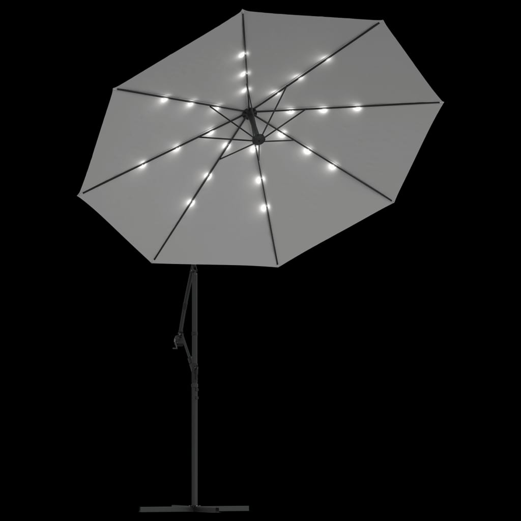 Függő, homokszínű ernyő LED-del, fém rúddal 300 cm 