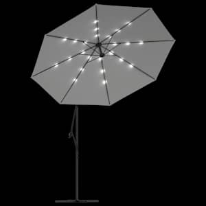 Závěsný slunečník s kovovou tyčí a LED světlem pískový 300 cm - obrázek 6