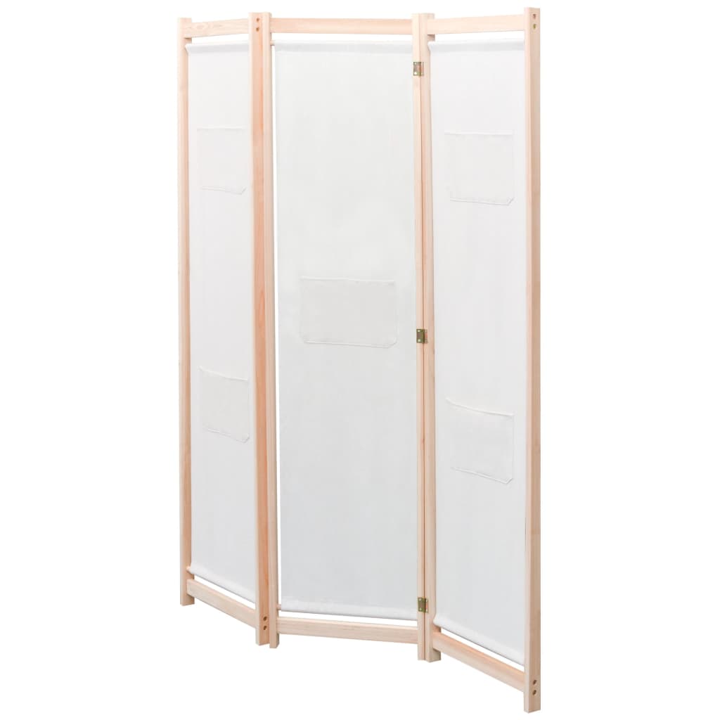 vidaXL Paravan de cameră cu 3 panouri, crem, 120x170x4 cm, textil