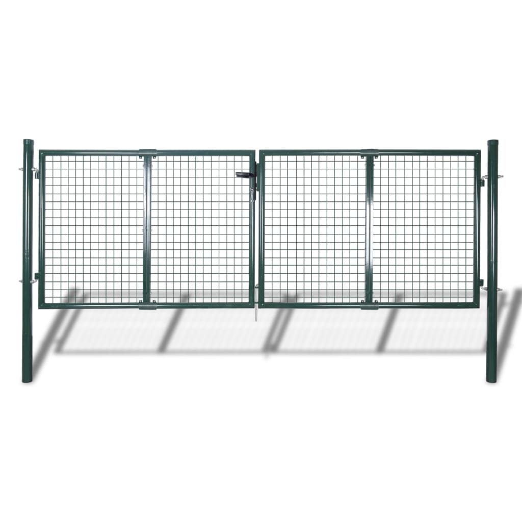 vidaXL Poartă de gard din oțel, verde, 306 x 150 cm 150