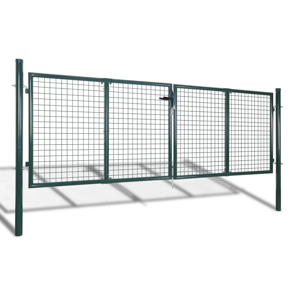 Zöld acél kerítés kapu 306 x 150 cm 