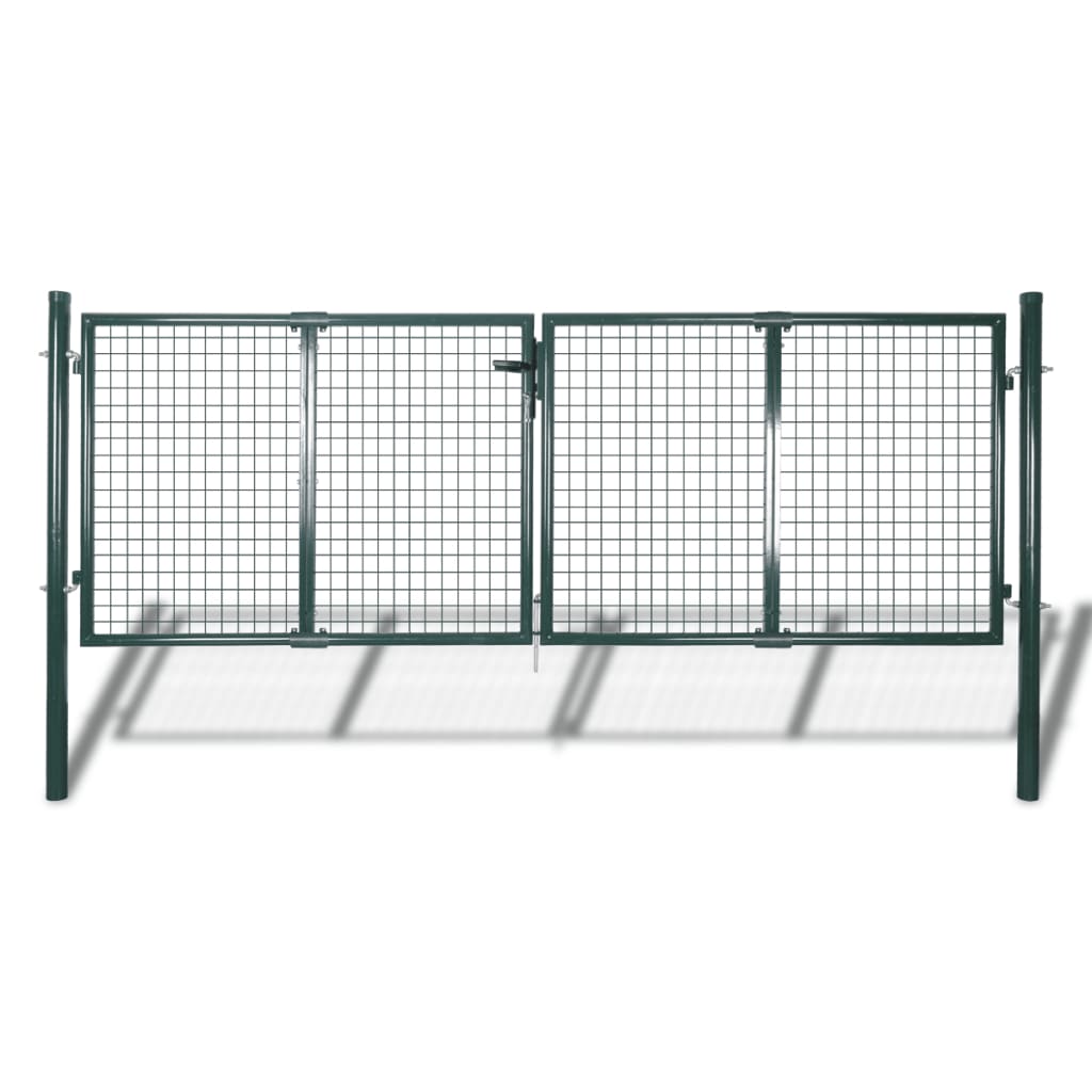 vidaXL Poartă de gard din oțel, verde, 306 x 175 cm 175