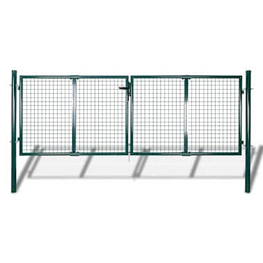 vidaXL Portão de cerca de jardim em aço 289x125 cm/306x175 cm verde[1/9]