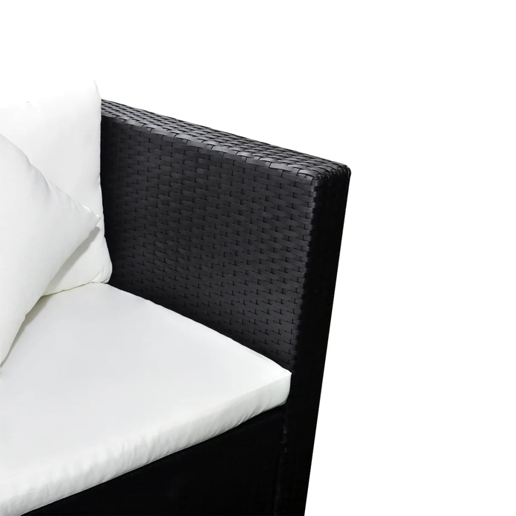 vidaXL 4-delige Loungeset met kussens poly rattan zwart afbeelding